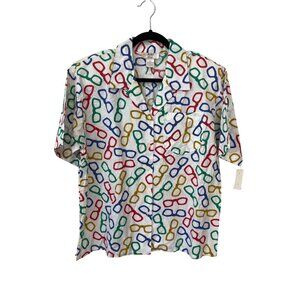 Vintage 90s Witts End Button Shirt Size Large Eye Glasses Bright Deadstock NEW